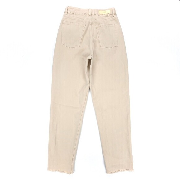 ZARA 90s Mom High Rise Tapered Ankle Cropped Jeans Womens 2 Beige Cream Denim - Picture 5 of 9